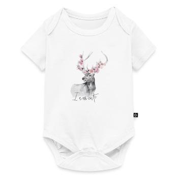 Hirsch mit Blumen - Baby Premium Kurzarmbody - Weiß - Vorne