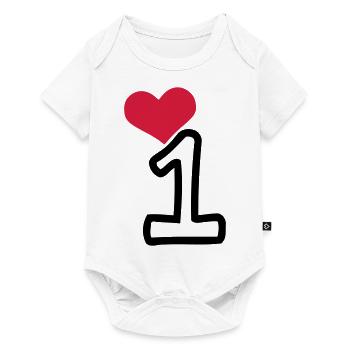 Nombre 1 et coeur rouge - Body à manches courtes Premium Bébé - blanc - Devant