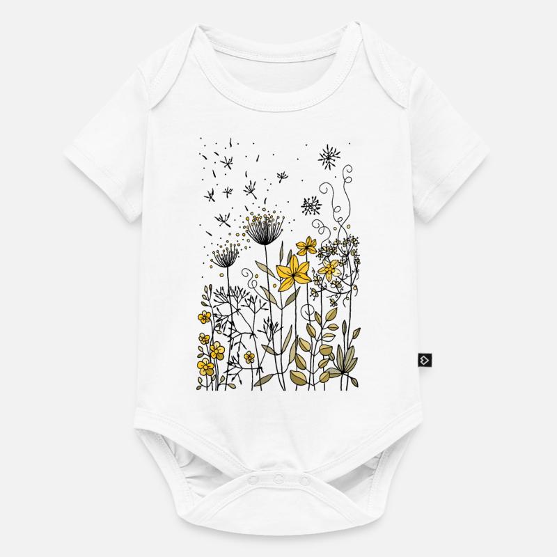 Fleurs - Body à manches courtes Premium Bébé - blanc