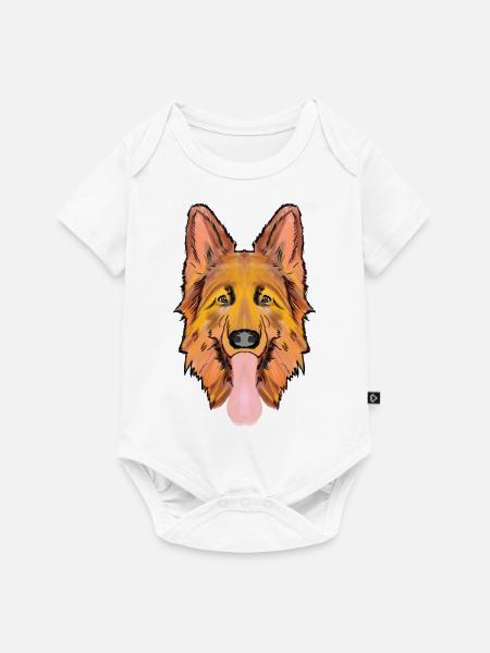 Deutscher Schäferhund Kopf, farbig - Baby Premium Kurzarmbody - Weiß