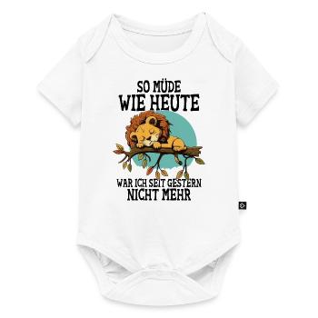Offizielles Schlafshirt Pyjama Nachthemd Löwe - Baby Premium Kurzarmbody - Weiß - Vorne