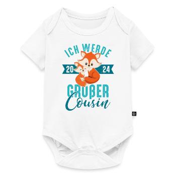 Ich werde großer Cousin 2024 Fuchs Baby Junge - Baby Premium Kurzarmbody - Weiß - Vorne