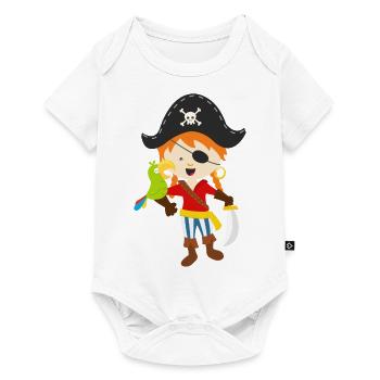 Pirat und Papagei - Baby Premium Kurzarmbody - Weiß - Vorne