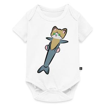 Katze Hai Katzenhai Meerjungfrauen Mädchen Jungen - Baby Premium Kurzarmbody - Weiß - Vorne