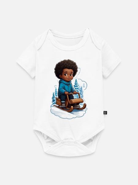 Weihnachtsgeschenk Idee Winterwunderland - Baby Premium Kurzarmbody - Weiß