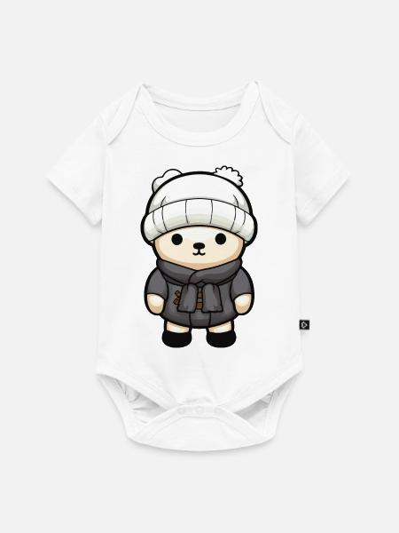 Eisbär Winter Bär Comic Niedlich - Baby Premium Kurzarmbody - Weiß