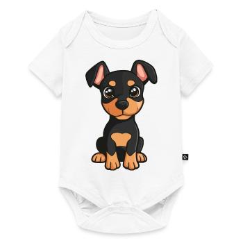 Doberman chien bande dessinée mignon - Body à manches courtes Premium Bébé - blanc - Devant