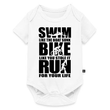 Triathlon Course à pied Natation Cyclisme - Body à manches courtes Premium Bébé - blanc - Devant
