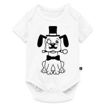Chien M. Sir Cylindre Chapeau Monocle Lunettes Empire - Body à manches courtes Premium Bébé - blanc - Devant