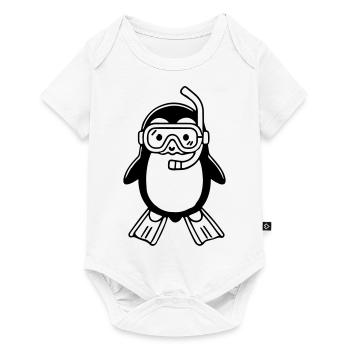Pingouin mignon qui fait de la plongée avec tuba - Illustration d’art numérique - Body à manches courtes Premium Bébé - blanc - Devant