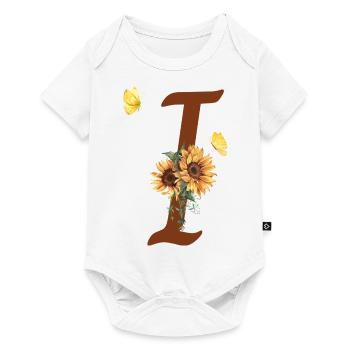 Buchstabe i Sonnenblume Schmetterling - Baby Premium Kurzarmbody - Weiß - Vorne