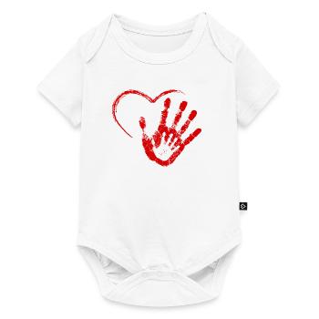 MAIN DANS LA MAIN ROUGE - Body à manches courtes Premium Bébé - blanc - Devant