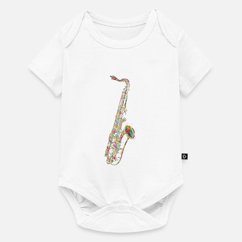 Saxophone coloré - Body à manches courtes Premium Bébé - blanc