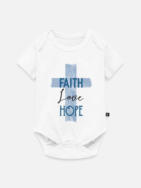 Faith Love Hope – Christliches Kreuz Design - Baby Premium Kurzarmbody - Weiß