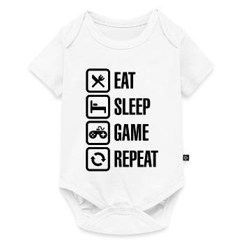 Eat sleep game repeat - Baby Premium Kurzarmbody - Weiß - Vorne