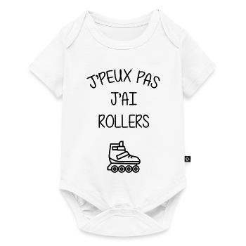 Rollers / Sport / Sportif / J'peux pas / Athlète - Body à manches courtes Premium Bébé - blanc - Devant