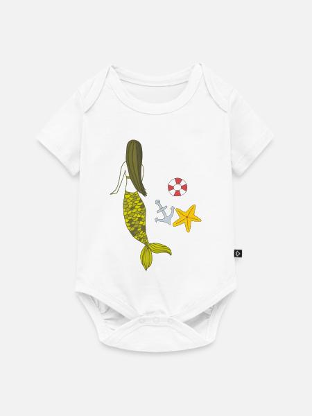 meerjungfrau sommerzeit - Baby Premium Kurzarmbody - Weiß