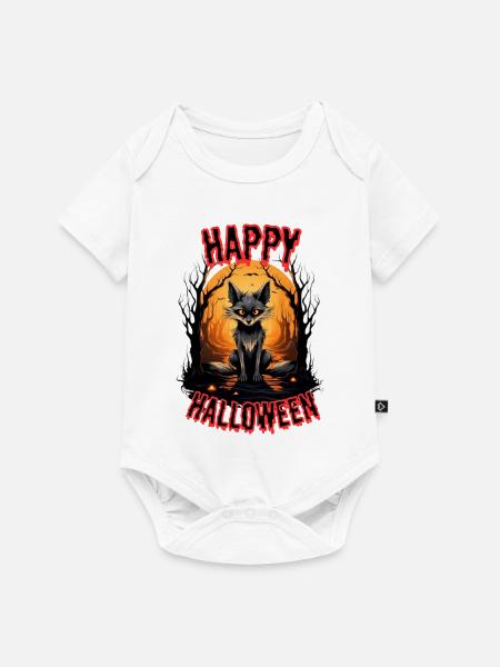 Halloween Schwarzwolf Motiv - Baby Premium Kurzarmbody - Weiß