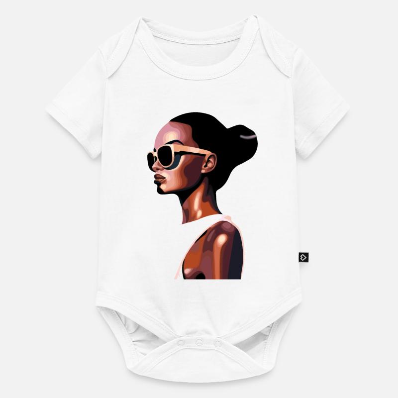 Portrait moderne élégant avec lunettes de soleil - Body à manches courtes Premium Bébé - blanc