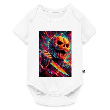 HALLOWEEN NEON KÜRBIS HORROR - Baby Premium Kurzarmbody - Weiß - Vorne