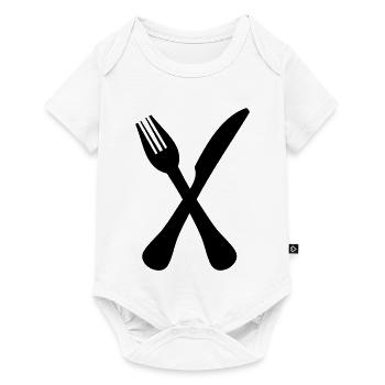 Besteck - Baby Premium Kurzarmbody - Weiß - Vorne