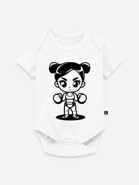 Boxerin Mädchen - Baby Premium Kurzarmbody - Weiß