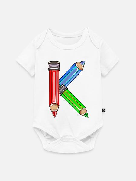 SCHULKIND NAMENSGESCHENKE BUCHSTABE K - Baby Premium Kurzarmbody - Weiß