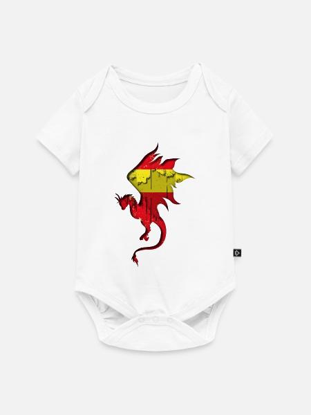 Flagge von Spanien - Spanien - Drachensilhouette - Baby Premium Kurzarmbody - Weiß