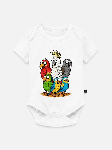Lebendige Papageienbande Illustration - Baby Premium Kurzarmbody - Weiß
