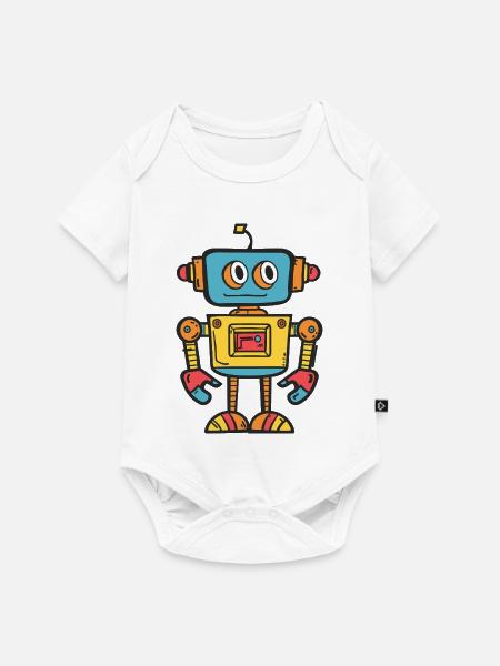 Niedlicher Retro-Roboter mit buntem Design - Baby Premium Kurzarmbody - Weiß