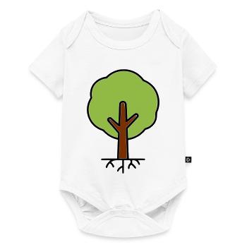 Tree Silhouette Green Cartoon - Baby Premium short-sleeve bodysuit - white - Front