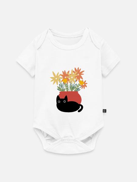 Cat with vase - Baby Premium Kurzarmbody - Weiß