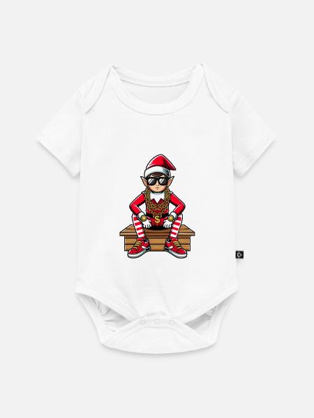 Weihnachtself Bling Rapper - Baby Premium Kurzarmbody - Weiß
