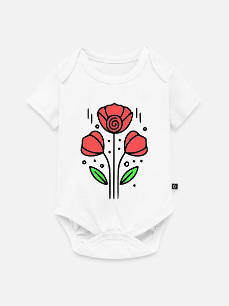 mohnblume-mohnblumen-minimalistisch-line-art-10 - Baby Premium Kurzarmbody - Weiß