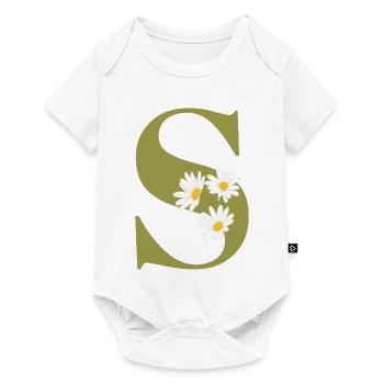 Green Daisies Brief - Baby Premium Kurzarmbody - Weiß - Vorne