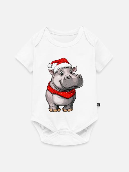 Weihnachten Nilpferd - Baby Premium Kurzarmbody - Weiß