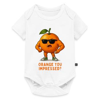 Orange avec lunettes de soleil – Punndesign - Body à manches courtes Premium Bébé - blanc - Devant