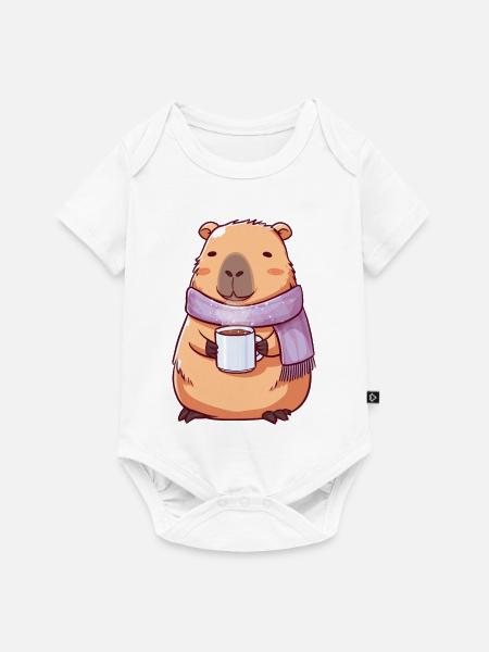 Gemütliche niedliche Kapybara – Kawaii-Tier - Baby Premium Kurzarmbody - Weiß
