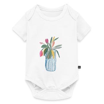 Colorful bouquet in vase tulips design - Baby Premium short-sleeve bodysuit - white - Front