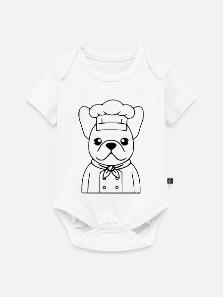 Frenchie Koch Bäcker Outline - Baby Premium Kurzarmbody - Weiß