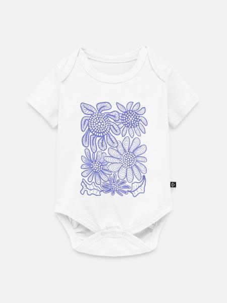 Blütenmuster - Baby Premium Kurzarmbody - Weiß