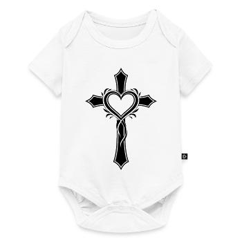 Jésus symbole de croix de cœur - Body à manches courtes Premium Bébé - blanc - Devant