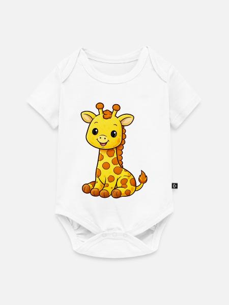 Kuschelige Giraffenfreude - Baby Premium Kurzarmbody - Weiß
