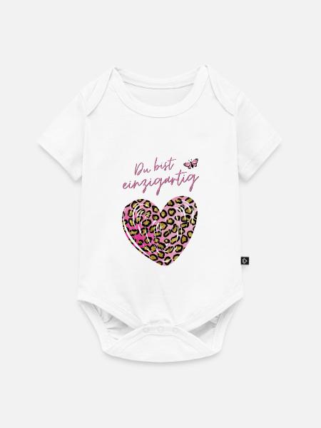 Du bist einzigartig Leopard Herz - Baby Premium Kurzarmbody - Weiß