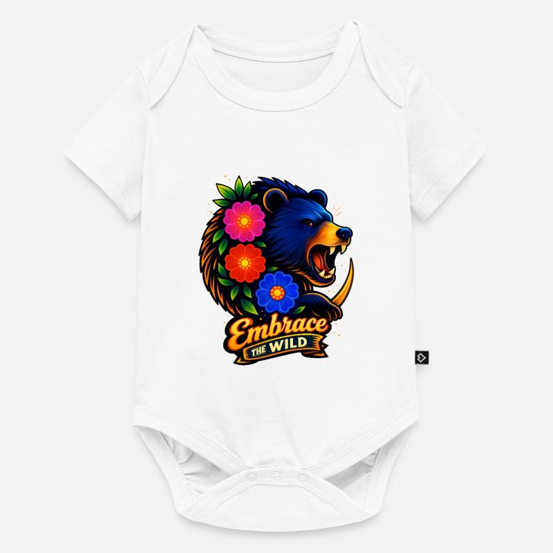 Étreinte en nature avec des fleurs - Body à manches courtes Premium Bébé - blanc