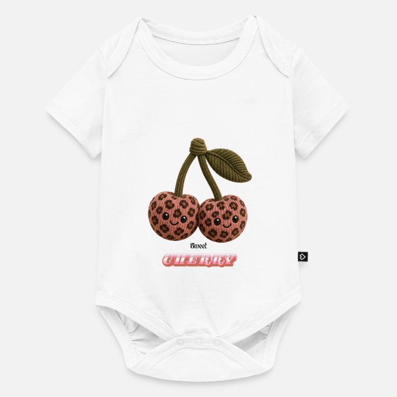 Duo de câlins Cerises Léopard - Body à manches courtes Premium Bébé - blanc