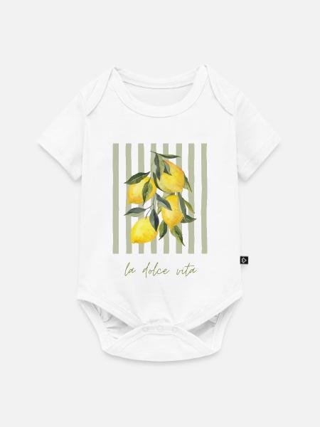 Zitrone im Streifenmuster - Baby Premium Kurzarmbody - Weiß