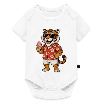 Hawaii-Tiger mit Eis-Sommerlook - Baby Premium short-sleeve bodysuit - white - Front