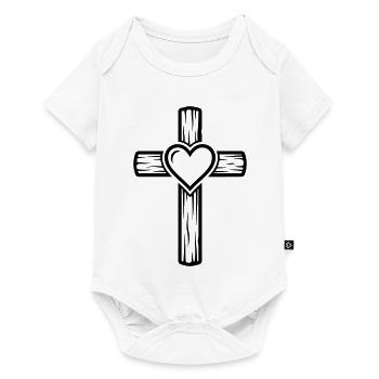 Symbole de la croix de cœur - Body à manches courtes Premium Bébé - blanc - Devant