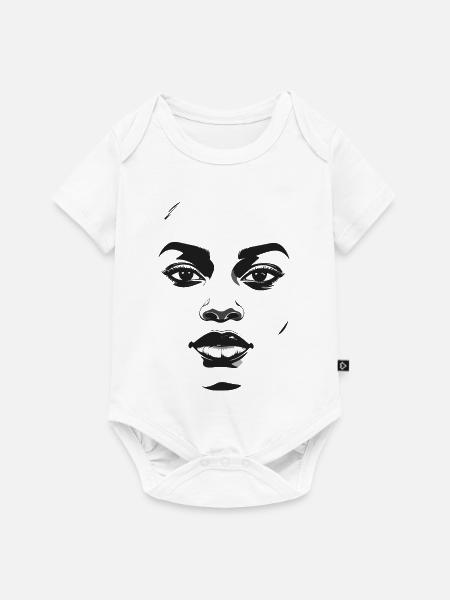 Monochrom Gesichtsgrafik - Baby Premium Kurzarmbody - Weiß